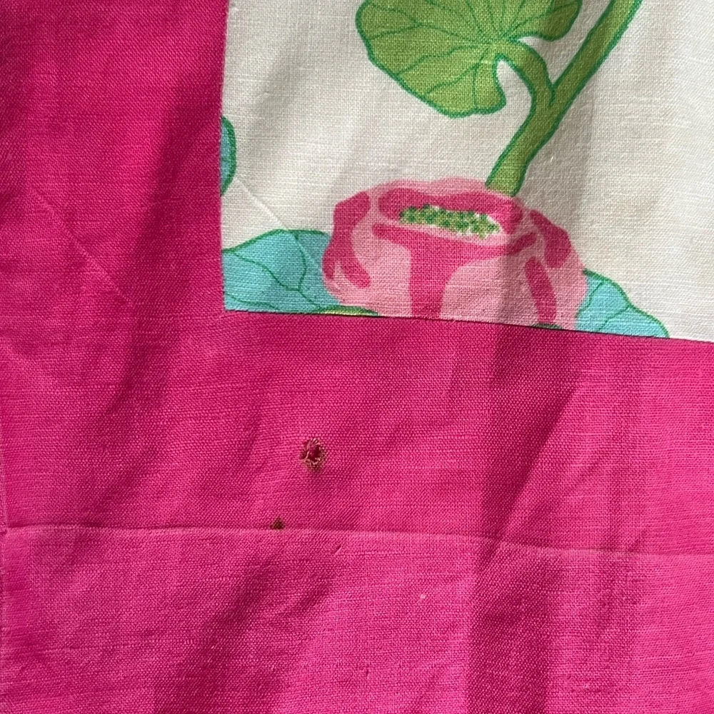 Lilly Pulitzer Vintage Shift Dress Pink Green Floral Size 10 Frogs 90s FLAWED - Picture 4 of 12